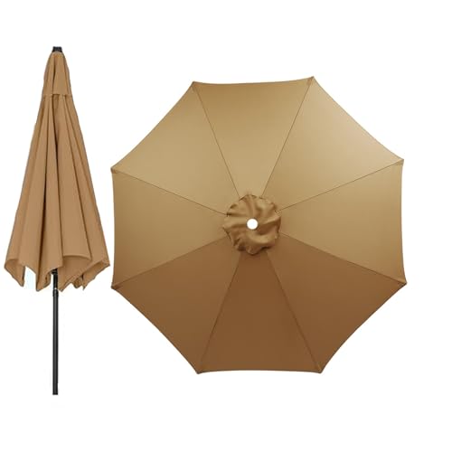 HAMON Sombrilla de Jardín 2.7m/3.0m Toldo De Repuesto Sombrilla para 6 Brazos/8 Brazos, Parasol con Protección UV30+, para Jardín Patio Terraza Playa Piscina Reclinable (Caqui 2,7m/8 costillas)