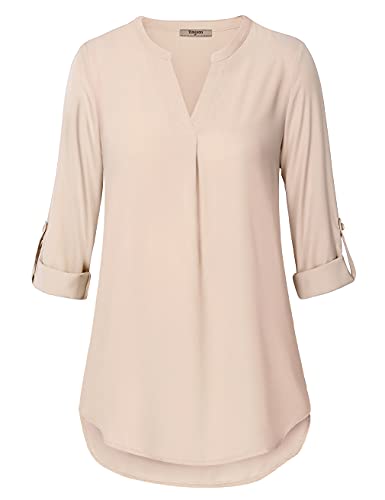Image of Timeson Women's Short Sleeve V Neck Blouses Shirts Floral Double Layers Mesh Tunics Tops