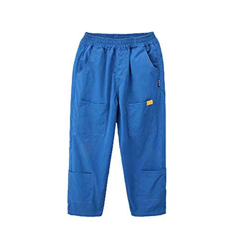 Kids Girls Boys Solid Color Cargo Pants Elastic High Waist Joggers with Pockets Casual Baggy Pants