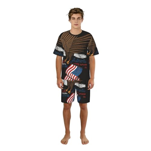 Pyjama homme léger anti-chaleur à motif drapeau américain USA