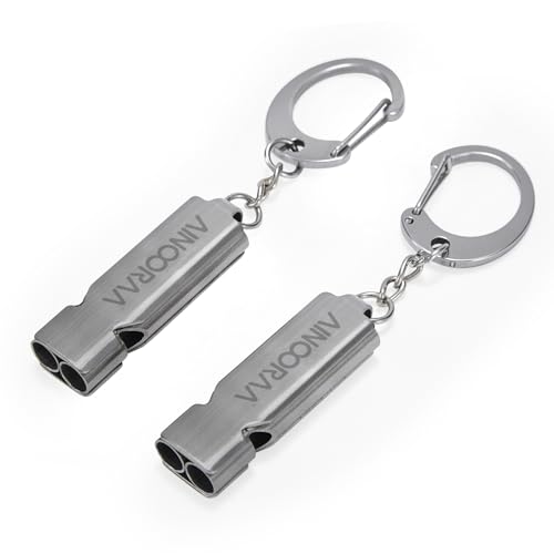 Silbatos de emergencia 2 pack con llavero acero inoxidable miniatura 6