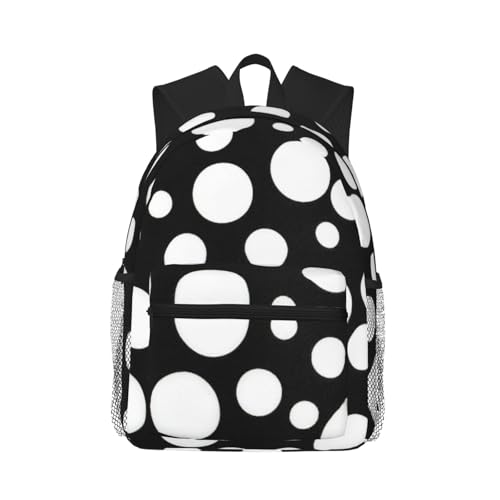 Sac à dos à pois noir et blanc pour le sport et le camping