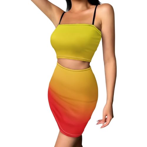 Image of 2025 Sexy Spaghetti Strap Crop Tops and Bodycon Skirt Casual 2 Piece Set S-4XL
