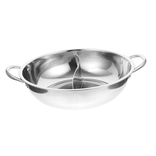 UTHCLO ステンレス製仕切り付き??火?鍋 鍋パーティー用耐久性両手鍋 ガスコンロ 電磁調理器対応 多機能割設計で異なる味を同時調理可