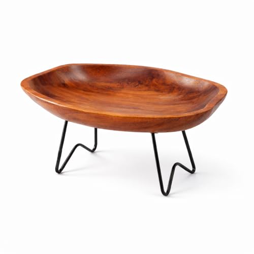JOLLYMER Teak Wood Multi-Purpose Catchall Tray – 12.8" Live Edge Decorative Organizer for Keys, Jewelry & Coffee Table Decor