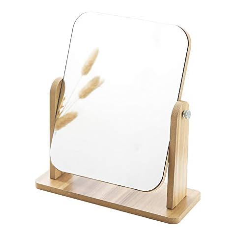 Floatant Desk Mirror, Wooden Mirror 360 Degree Portable Adjustable Table Desk Mirror Bathroom Living Room Shave Makeup Mirror (Extra Large) Cover