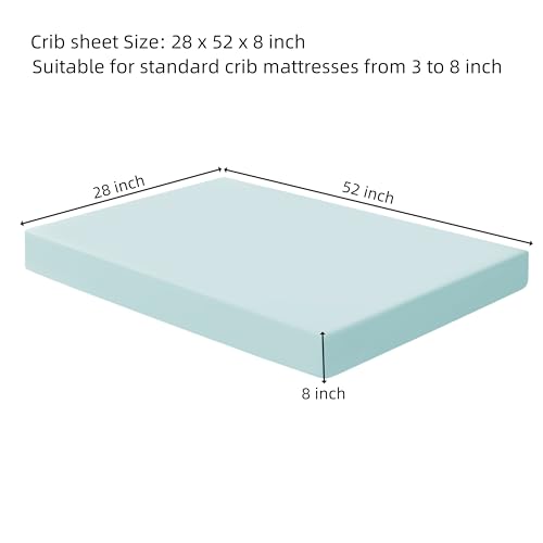 Image of HBHLFZ Crib Sheets for Boys, Girls, 28x52 Inch Fitted Crib Sheet - 8 Inch Deep Pocketed Fixed Sheet - Soft and Comfortable Microfibre - Fits Standard cot and Toddler mattresses, Light Blue