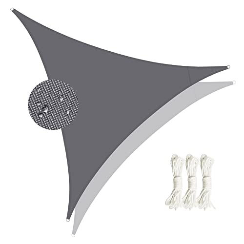 Toldo Vela de Sombra, Toldo Vela Triangular, Resistente Toldos Exterior, ProtecciÓn Rayos UV 95% Impermeable para Patio JardÍn Terraza BalcÓn (Triangle 3x3x3M, Gray) Cover
