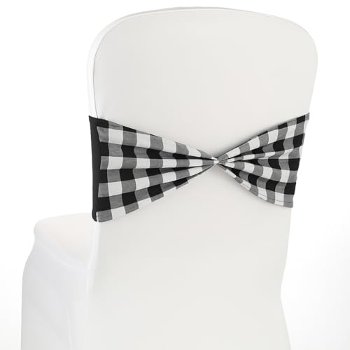 Newwiee 24 Pcs Burlap Stretch Chair Sashes Linen Spandex Chair