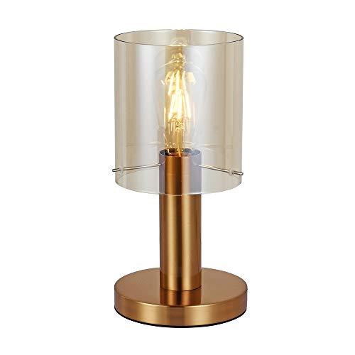 Italux Sardo - Lampe de table moderne en laiton 1 lumière avec abat-jour ambre, E27