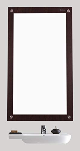 Image of Madhuran Engineered Wood Frameless Wall Mounted Mirrors (39.5X68 CM, Wenge) Bathroom Washbasin Toilet Organizer Dressing Table Cupboard Makeup Organisers