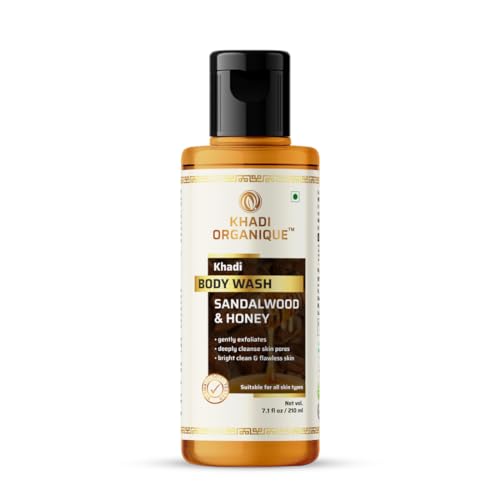 Image of Khadi Organique Sandalwood & Honey Body Wash | Removes Tan, Reduces Oiliness & Brightens Skin | Deep Cleansing & Refreshing for All Ages | Natural Ayurvedic Shower Gel - 210ml