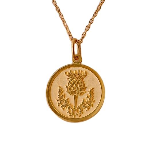 Collier pendentif pièce chardon en argent plaqué or élégant