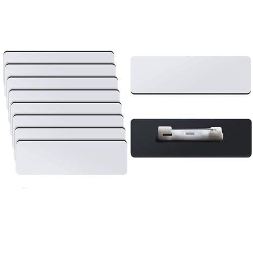 8Pcs 3x1.5 inch White Wooden Blank Name Tags with Pin