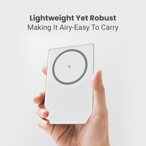 Image of Toreto Magsafe Wireless 10000Mah Fast Charging USB Type-C Input Power Bank, 20W Output for iPhone 12 & Above, Android & Other Qi Enabled Devices + Magnetic Ring (eon Ultra, White+Gold)