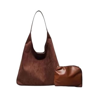 business taschen damen Freizeittasche Einkaufstasche Modische Persönlichkeit Retro Einfache Umhängetasche für Frauen Breite Schulterriemen Shoulder Bag Schultertasche mit Reißverschluss (A-Brown, A)