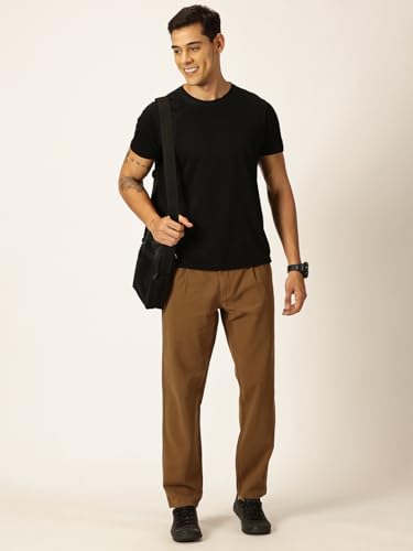 Image of Thomas Scott Men's | Solid | Light Weight | Breathable Fabric | 4 Pocket | Mid Rise | Relaxed Fit | 100% Cotton | Button Waist | Chino Trouser | Pants