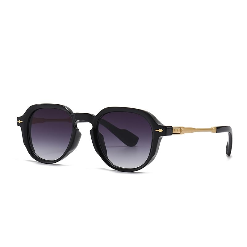 Image of Oval Sunglasses for Women - Rivet Detail Gradient Shades Protection, Vintage-Inspired Fashion Eyewear, Chic Sun Glasses