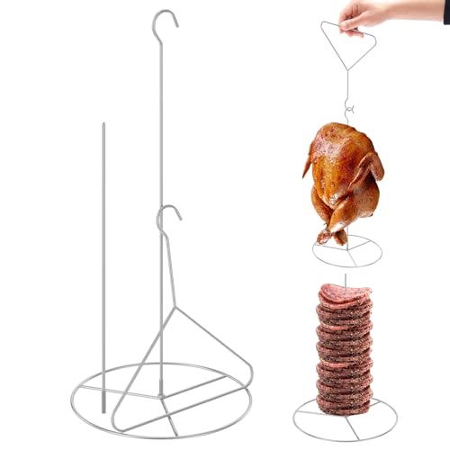 BOBASH Soporte vertical para freidora de pavo, asador de pollo para asar pollos, soporte para pollo para pícnic en el jardín, camping, fiesta familiar, barbacoa de vacaciones (plateado)