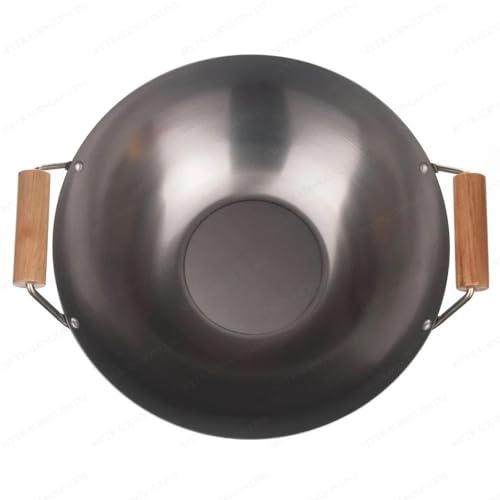 Wok de acero al carbono 12 pulg con asas de madera miniatura 2