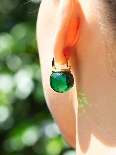 Image of Crystal Earrings for Women, Sparkly Austrian Crystal Disco Ball Earrings, 18K Gold Plated Post Drop Earrings with Colorful Spheres, Hypoallergenic & Lightweight, Ideal Gift for Her