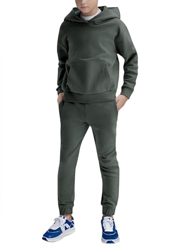 Image of Haloumoning Boys 2 Piece Outfits Sweatsuits Long Sleeve Pullover Hoodie and Sweatpants Tracksuit Set 5-14 Years