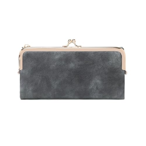 Solid Color Multi Functional Long Wallet, Vintage Clutch Coin Purse, Women's Card Holder Zipper Wallet (Qb332 grey) (Qb332 grey)