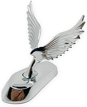 American Flying Eagle Hood Ornaments for Cars Bird Logo Metal Stickers 3D Car Hood Decals Stand Bonnet Emblem Badge Sculpture Ornament for Trucks Auto Styling 10X8.7cm/3.9X3.4inch (Chrome)