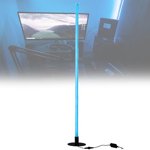 CHSUFBTY Flexible Design RGB Floor Lamp - Bendable Silicone Body for Any Angle - Standing Light with Remote & 300+ Presets for Bedroom, Office & Gaming Room Decor (Tool-Free, Anti-Glare)(Round Base)