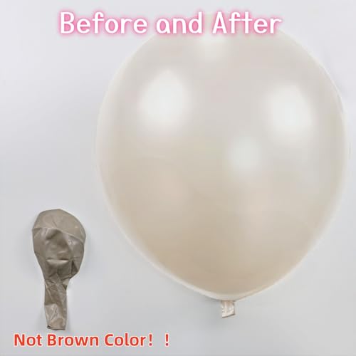 Image of Pearl White Sand Balloons 18 Inch, 12 PCS Extra Large Beige Cream Off White Pearl Balloons, Big Boho Neutral Nude Latex Helium Gian Balloon for Garland Wedding Baby Shower Engagement Party Decorations