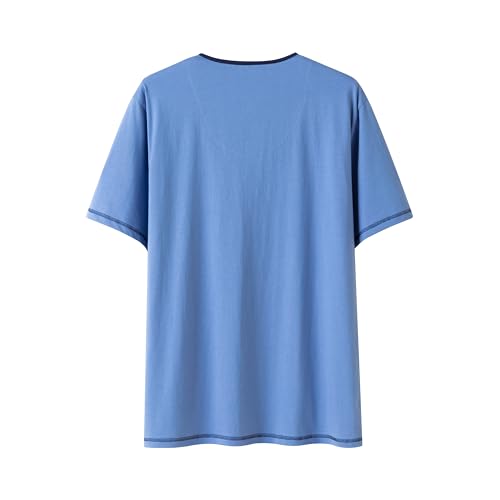 Keyocean Mens Henley Pajama Set, Soft Cotton Short-Sleeve T-Shirt & Shorts Summer PJ Set for Sleeping3