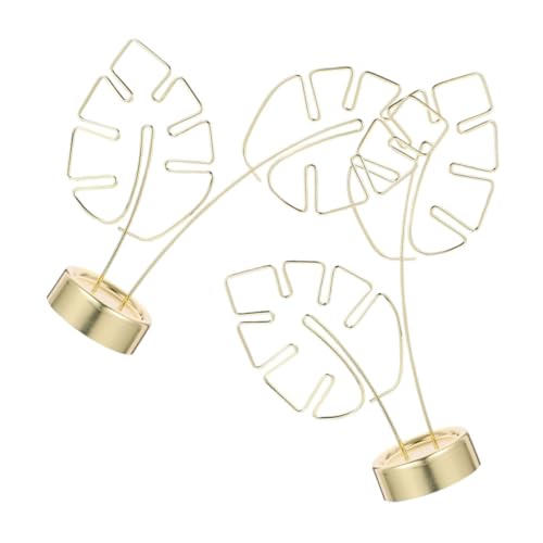 HONMEET 2pcs Metal Monstera Leaf Memo Clip Holder Stand Stylish Table Holders for Photos Notes and Place Cards Versatile Desk Decor for Office and Weddings