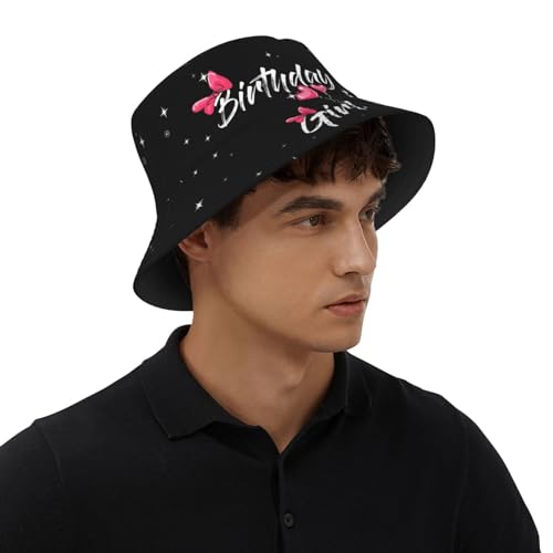 Image of Birthday Queen Birthday Bucket Hat for Women Men Birthday Hat Beach Travel Sun Hat Packable Fisherman Cap for Travel Hiking