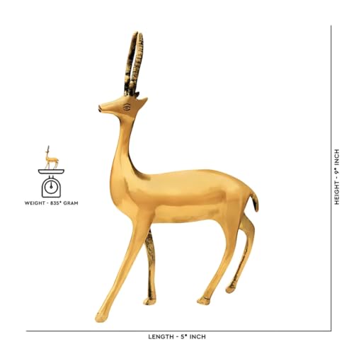 Image of Pure Brass Big Deer | Vastu Remedy for Stability, Stamina & Energy Balance | Handcrafted Brass Deer Idol for WNW Zone | Decorative Showpiece for Home & Office