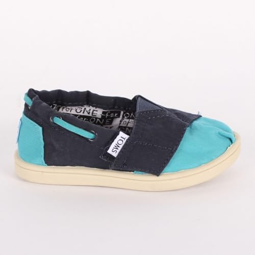 TOMS - Tiny Stonewashed Classic Slip-On Shoes, Size: 5 M US Toddler, Color: Navy/Aqua Stonewashed2