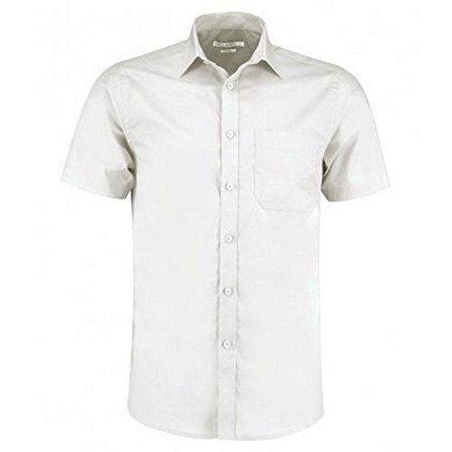 Kustom Kit Mens Short Sleeve Tailored Poplin Shirt (16.5) (White)