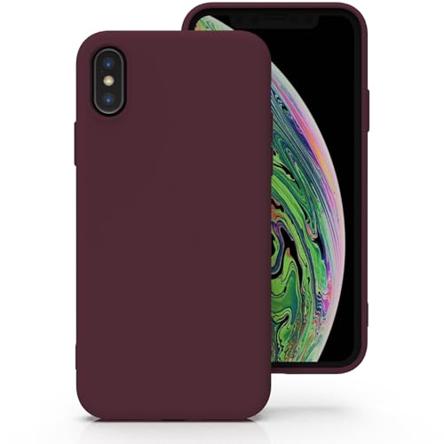 Zuvirelx Silicone Case for iPhone X/XS Soft Grip Thin Minimalist Shockproof Non-Slip Pocket-Friendly - Burgundy