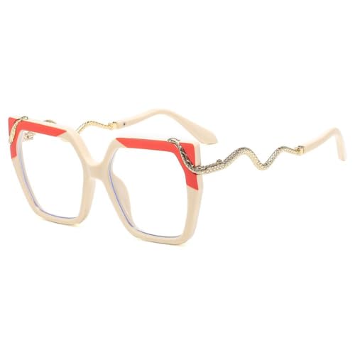 Monture de lunettes carrée serpentine en métal pour femmes argent