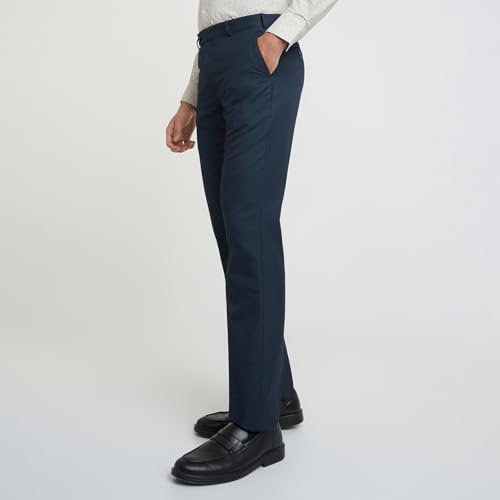 Image of Park Avenue Men Smart Fit Structure Pattern Polyester Blend Flat Front Formal Trouser