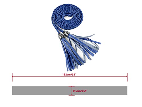 Allegra K Womens Tassels Braided Waist Belt Self Tie Woven Skinny Belts for Dress3