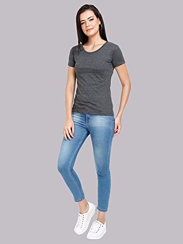 Image of FLEXIMAA Women's Cotton Plain Round Neck Half Sleeve T-Shirt