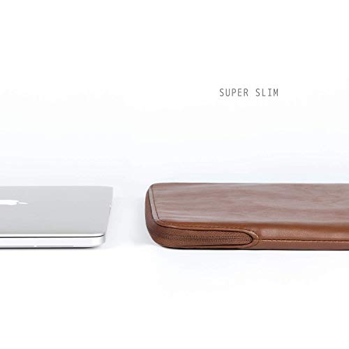 Image of Comfyable Laptop Sleeve Compatible with 16 Inch MacBook Pro M4 M3 M2 & M1 2021-2019 & 15 Inch MacBook Air (Loose Fit) M4 2025 M3 M2, Slim Protective PU Leather Bag Waterproof Case for Mac, Brown