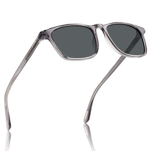 AVAWAY Acetate Polarized Sunglasses for Men, UV400 Protection Fashion Retro Cool Square Frame Driving Fishing Sun Glasses