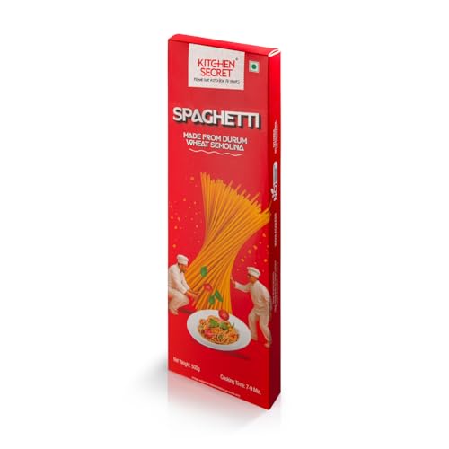 Image of Kitchen Secret Spaghetti Pasta and Marinara Sauce Combo | 100% Durum Wheat Semolina Eggless Pasta 500g + Sun Marzano Tomato Sauce 390g | No Preservatives, High Protein & Fiber, Italian Style