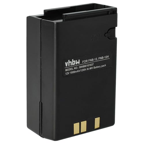 vhbw Batería Compatible con Yaesu Vertex FT33R, FT33, FT23R, FT23, FT411 Mark II, FT204, FT20, FT411 Radio (1000 mAh, 12 V, NiMH)