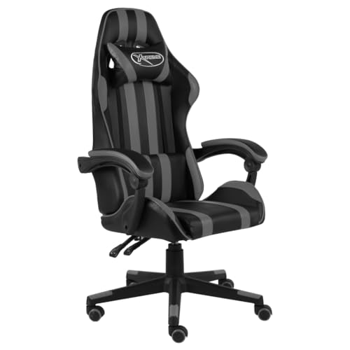 SKM Silla Gaming de Cuero sintético Negro y Gris,Mobiliario,Mobiliario de Oficina,Sillas de Oficina,Gris,15.15 kg,20522