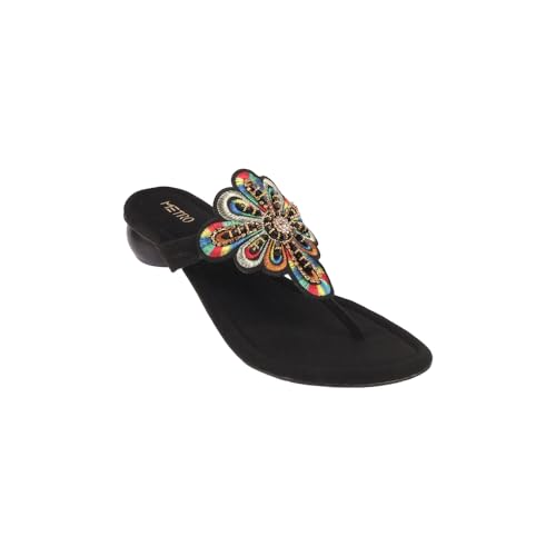 Image of Metro Women Fashion /Ethnic Embroidered Heel Slip-on Sandal
