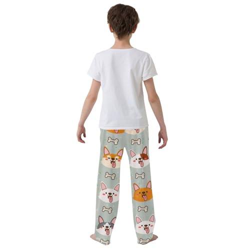 Boys' Pants Cute Dog Bones Grey Long Bottoms Jogger Pants Elastic Waist Trousers with Pockets S-XL3