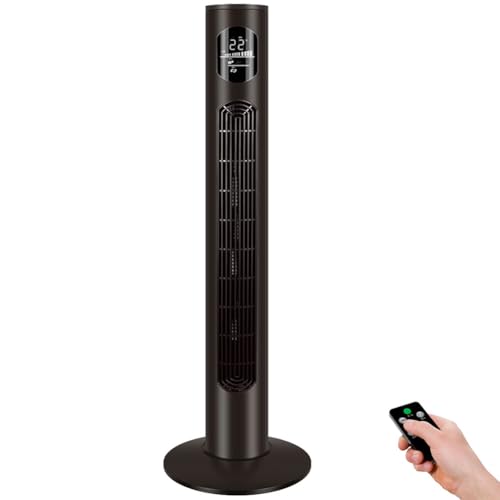 46 Pulgadas Ventilador de Torre Silencioso sin Aspas con Control Remoto 70° Ventiladores Oscilantes con Pantalla LED 3 Modos y Temporizador de 12 Horas para Hogar Oficina (Gris...