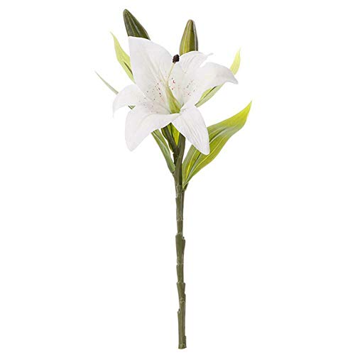 Kit Flor artificial 8 hastes de Lírios para decoração Cor:Branco